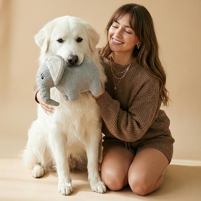 Dog Toys | Plush Elephant Stuffed Animal for Large Dogs | Eco Friendly Jumbo Dog Toy