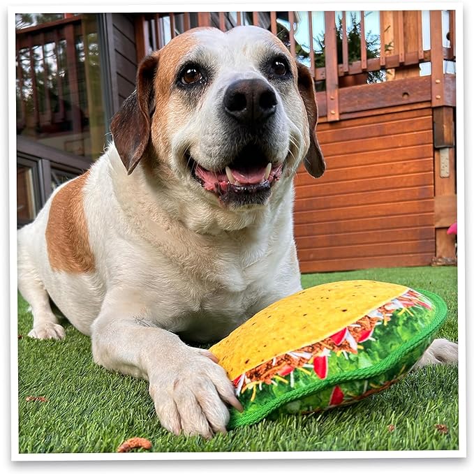 Doggijuana Taco Chewsday Bundle | Tuffer Chewer Taco Plush Squeaky Dog Toy and Juananip Refill Bottle | Calming Aid for Dogs | Organic Catnip Grown in North America | Promotes Relaxation and Play