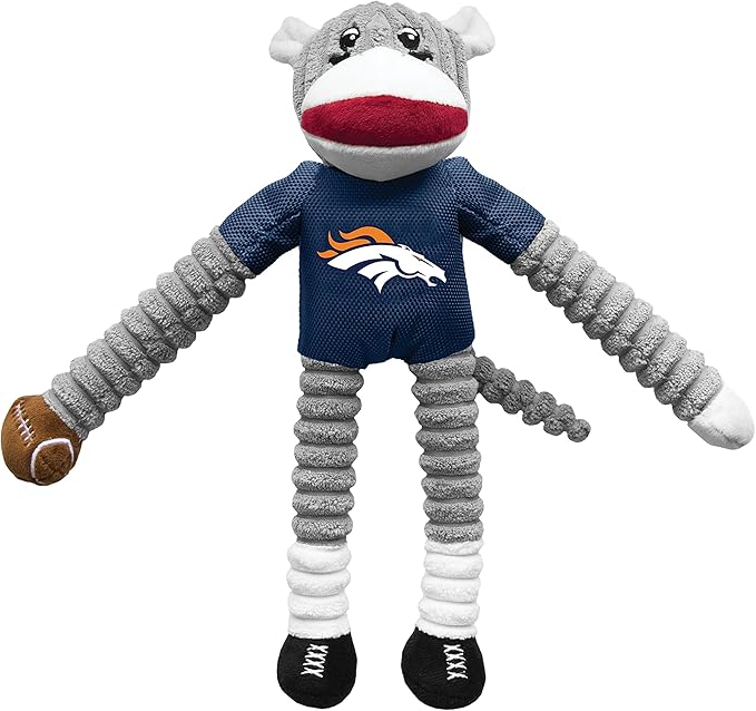 Littlearth NFL Unisex NFL Sock Monkey and Flying Disc Pet Toy Combo Set