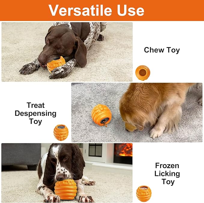 Durable Dog Toys 2 Pack, Fillable Dog Treat Dispenser and Enrichment Peanut Butter Frozen Licking Toys in Honey Pot Shape, Boredom Killing and Mental Stimulation Toys for Large Dogs to Keep Them Busy