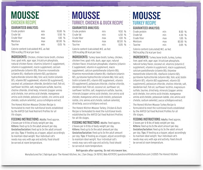 The Honest Kitchen Human Grade Cat Grain Free Mousse in Goat's Milk Variety Pack, 2.8oz (Pack of 8)