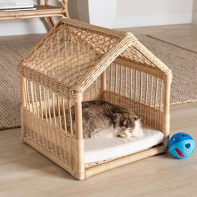 bali & pari Pieta Modern Bohemian Natural Rattan Pet Bed