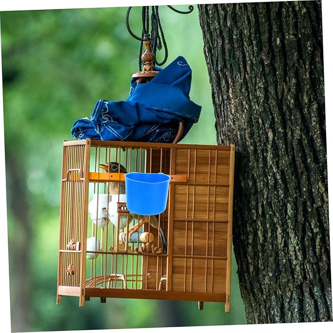 Toddmomy 4pcs Bird Cage Feeding Bowls Plastic Hanging Feeders Water Feeder for Birds Pet Hanging Bowl Easy to Install