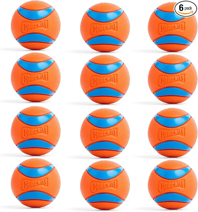 Chuckit! Ultra Ball Dog Toy - Medium Bouncy Fetch Balls for Dogs 20-60 lbs - Made from Durable Rubber - Floating Water Pet Toys - Size Medium - 2.5-inch Diameter, 2 Count, (Pack of 6)
