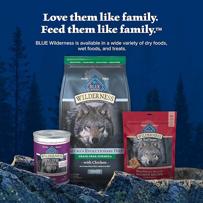 Blue Buffalo Wilderness High Protein Grain Free Dry Food for Adult Dogs, 34% Protein, with Chicken, 34 lb. Bag