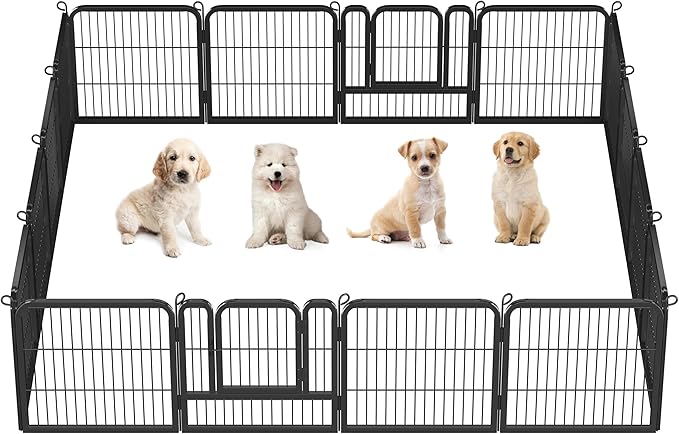 Topeakmart Dog Playpen Outdoor Puppy Exercise Pen Indoor Portable Pet Fence for Yard/RV Camping, 24 Inch 16 Panels