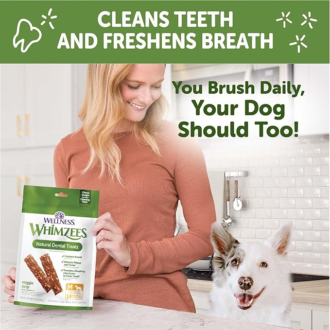 Whimzees Wellness Veggie Sausage Dog Dental Treats,Medium Size Stick,14 Count (Pack of 2)