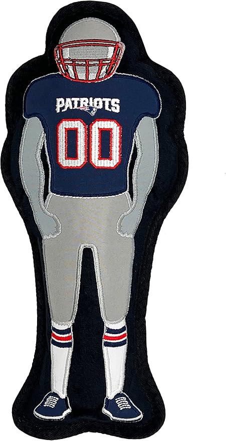 The 1st Ever Tough but Smooth Dog Toy NFL New England Patriots Football Athletes Player Tough Pet Toy. A Premium Quality Doggie Toy with Built-in Squeaker. Sports Fans Favorite Chew Toy