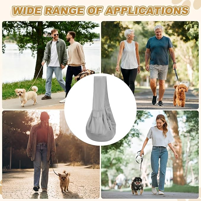 Dog Sling Carrier for Small Dogs and Cats Up to 16.5 Lbs, Breathable Thick Shoulder Strap Pet Crossbody Shoulder Bag, (Gray, 1 Pcs) Intended for Outdoor/Camp/Travel
