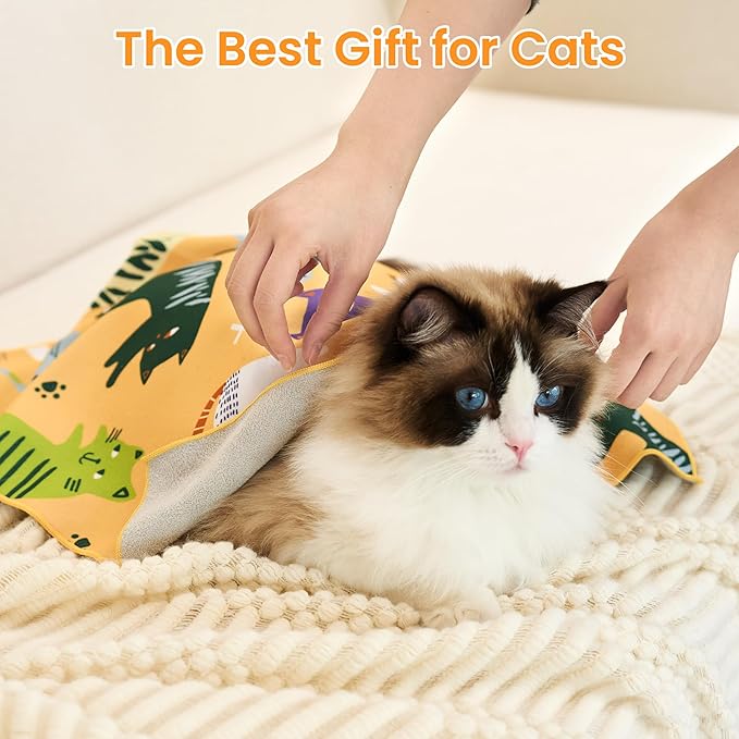 21.7'' Cat Grooming Wrap for Cutting Nails Self-Adhesive Soft Polyester Fabric Swaddle Wrap for Cats Anti-Scratch Anti-Escape Restraint for Nail Clipping Pet Cleaning and Beauty (Versatile Cat,L)