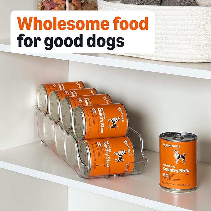 Amazon Basics Wet Dog Food, Country Stew Cuts in Gravy, Made with Real Chicken & Beef, 13.2 oz can (Pack of 12)