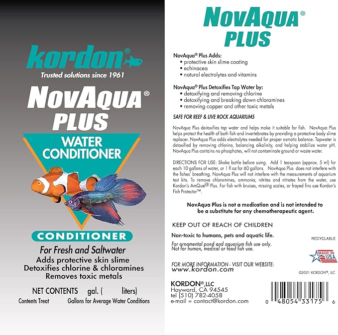 Kordon #33156 Novaqua Plus- Water Conditioner for Aquarium, 16-Ounce, Black