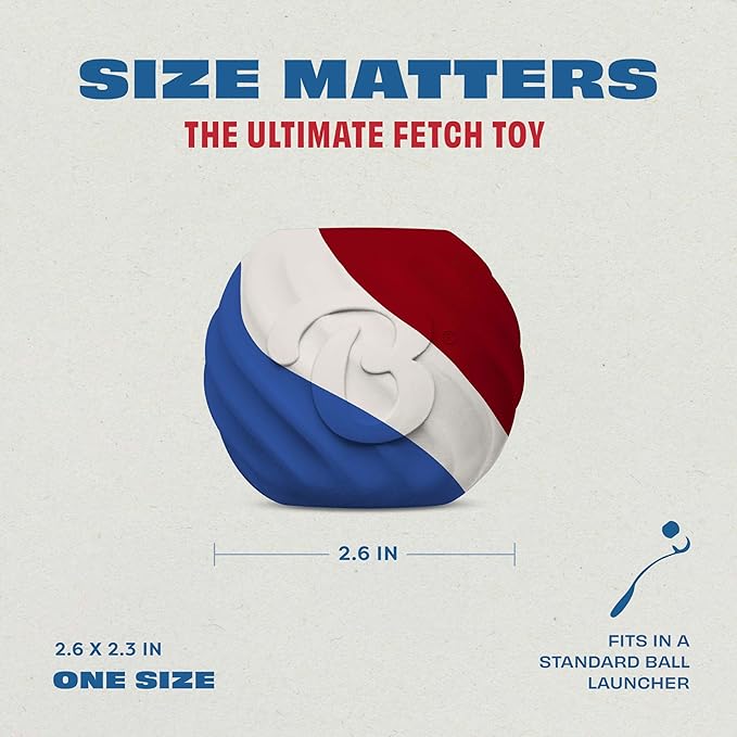 Benebone Durable Rubber Dog Toy Ball, Limited Edition Americana 250, One Size