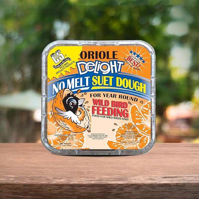 C&S Oriole Delight No Melt Suet Dough, Suet Cakes for Wild Birds Including Orioles and More, 11.75 Ounces, Pack of 8