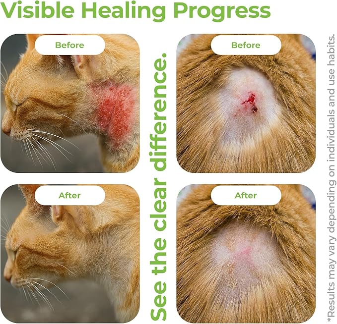 Cat Wound Care Spray Feline Healing Aid, Skin Repair for Cuts, Sores & Abrasions | Itch Relief for Irritated Cat Skin | Hot Spot & Allergy Support | Safe & Non-Toxic | 3.38 fl oz