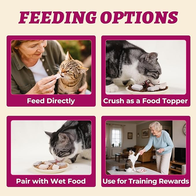 Wellix 4.23oz Natural Freeze-Dried Snacks for Dog & Cat - Triberry Yoggy Cat Yogurt Treats with Chicken Flavor & Real Fruits - Support Digestive & Immune Health Cats Food Toppers