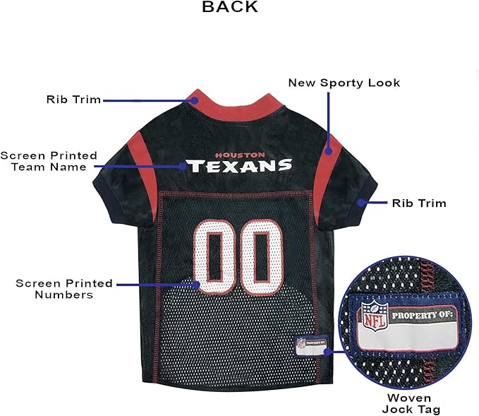 Pets First NFL Houston Texans Dog Jersey, Size XX-Large, Football Shirt Costume for Pet, Dog Sports T-Shirt, NFL Team Clothing for Cats, Licensed Pet Apparel Available in 7 Sizes and 32 Teams