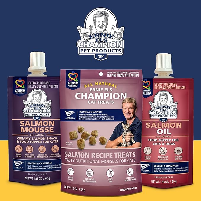 Ernie Els All Natural Salmon Cat Treats - Premium Soft Cat Treats for Healthy Snacking, Training and Rewards - 3 Ounce (Pack of 2)