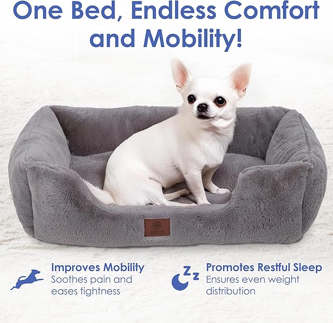 AMERICAN KENNEL CLUB Cuddler Pet Bed with Low-Profile Entrance – 25" Plush Dog Bed for Small Breeds, Ultra-Soft Washable Bed with Non-Slip Bottom, Durable High-Loft Filling, Gray