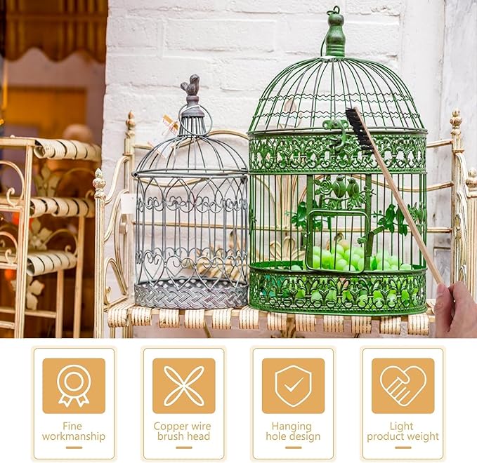 Zerodis 3PCS Brushes for Pets Bird Cage Brush Wooden Cleaning Brush Portable Long Handle Bird Cage House Brush Accessory for Pet Birds Parrots Cage