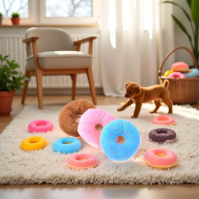 Random Color Pet Toy Donut-Shape Squeaky Squeaker Puppy Dog Pet Cat Kitten Sound Chews Toy Sturdy and Practical Simple and Sophisticated Design
