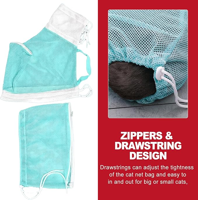 1-Pack Adjustable Breathable Mesh Cat Grooming Bag for Stress-Free Nail Trimming and Bathing Secure Handling Design Pet-Safe Material for Adult Cats Home Grooming Essential