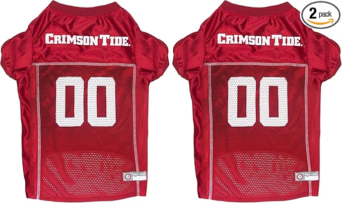 NCAA College Alabama Crimson Tide Mesh Jersey for Dogs & Cats, Small. Licensed Big Dog Jersey with Your Favorite Football/Basketball College Team (Pack of 2)