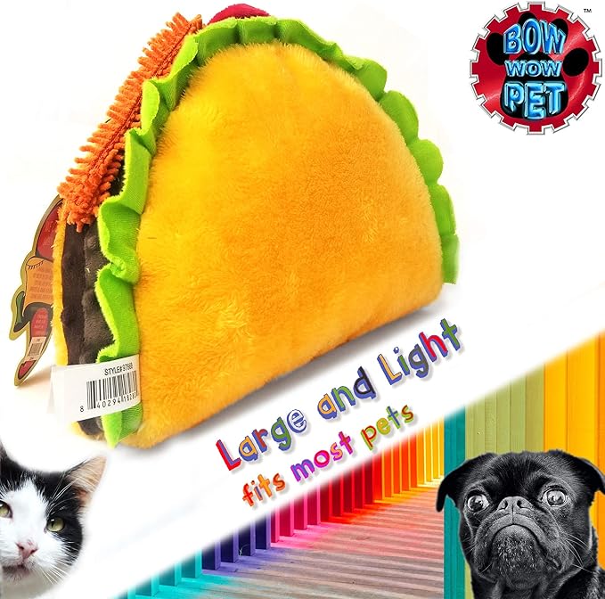 Bow Wow Pet Taco Food Dog Toy Squeaky Plush One Piece Pet Teeth Teasing Toy