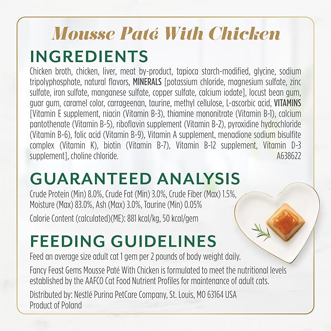 Purina Fancy Feast Gems Pate Mousse with Turkey and with Chicken Wet Cat Food Variety Pack - 4 oz. (Pack of 16)