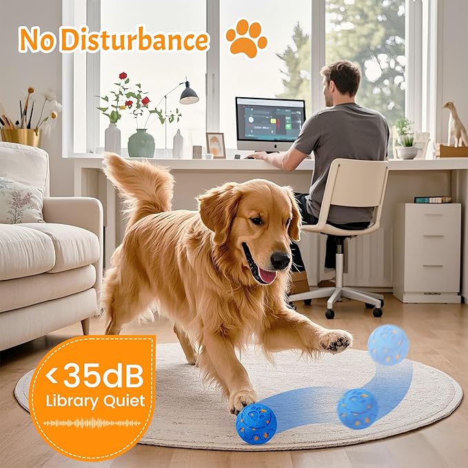 Dog Balls: Interactive Dog Ball, Self-Moving Dog Toy with Auto-Rolling & Bouncing, E-TPU Material, IP54 Waterproof, Motion-Activated (Blue, Large)