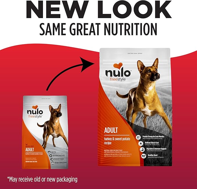 Nulo FreeStyle Adult Dry Dog Food - Turkey & Sweet Potato, Premium Grain Free Dog Food with Probiotics for Healthy Gut, Skin and Coat, Natural High Protein Kibble for Small, Medium, Large Breeds, 6lb