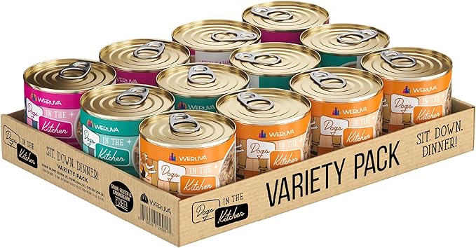 Weruva Dogs in the Kitchen, Sit. Down. Dinner. Variety Pack, 10oz Can, Pack of 12