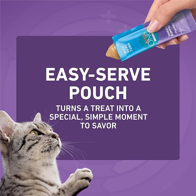 Purina ONE Plus Immune Support Purees with Real Tuna Lickable Cat Treats - 1.4 oz (Pack of 24)