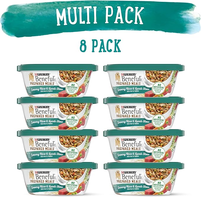 Beneful Purina Dog_Food Fresh, High Protein Wet_Dog Food, Dog Food_Gravy, Lamb Stew with Vegetables - 10 oz. Tubs, 8 Count (Pack of 2)
