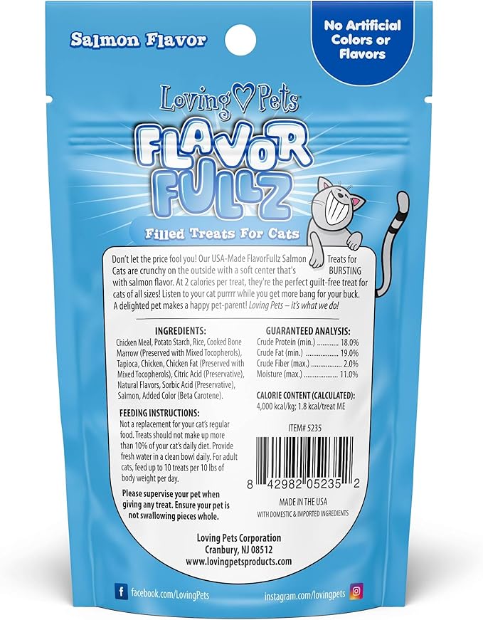 Loving Pets Flavorfullz Filled Treats for Cats, Salmon 3 oz.