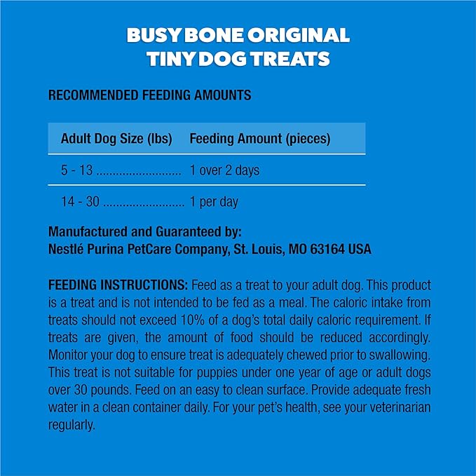 Purina Busy Bone Adult Toy Breed Dog Chew Bone Treats, Tiny - 30 ct. Pouch