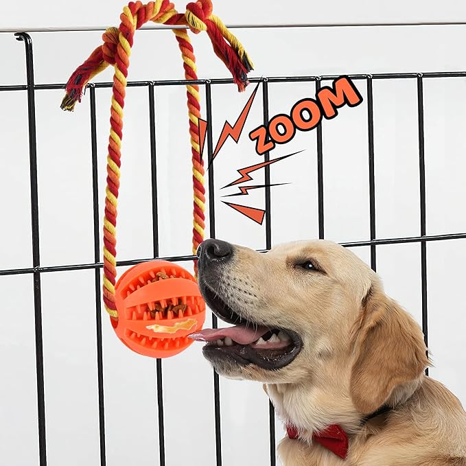 Interactive Dog Toys, Crate Training Aids for Puppies, Reduce Stress Anxiety Peanut Butter Dog Food Treat Dispenser Toys(Orange)