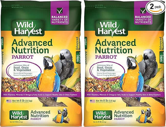 Wild Harvest Advanced Nutrition Parrot 8 Pounds, Seed, Grain and Vegetable Mix (Pack of 2)