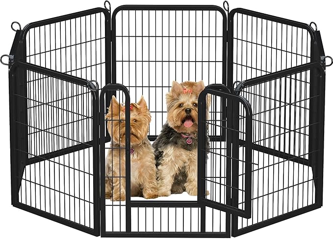 Topeakmart Dog Playpen Outdoor Puppy Exercise Pen Indoor Portable Pet Fence for Yard/RV Camping, 32 Inch 8 Panels