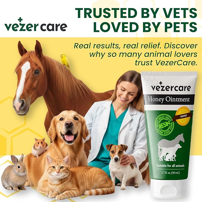 Honey Balm Ointment with Spruce Resin for Dogs, Cats & Horses, Alternative to Medihoney Wound Gel, Hot Spot Treatment for Dog and Cat Wound Care, 1.7oz, Made in Finland, Antifungal & Steroid Free