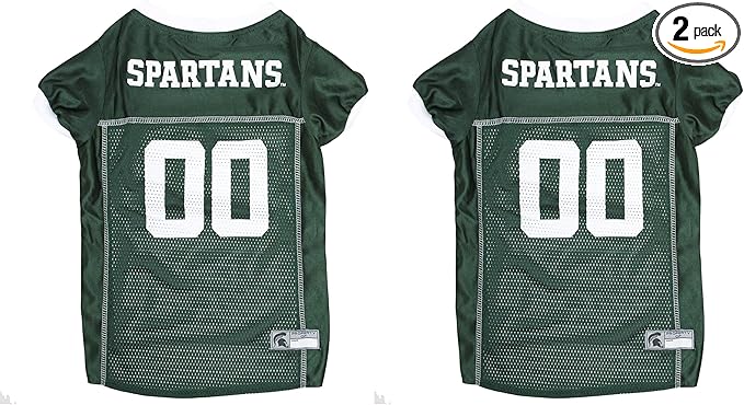 Pets First NCAA College Michigan State Spartans Mesh Jersey for Dogs & Cats, Size Medium, Licensed Dog Jersey with Your Favorite Football/Basketball College Team (Pack of 2)
