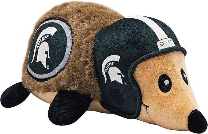 NCAA Michigan State Spartans Plush Hedgehog Toy for Dogs & Cats, Cool Soft Pet Toy for Fun and Interactive Play, Dog Chew Toy with Squeaker, Licensed Hot Pet Toy