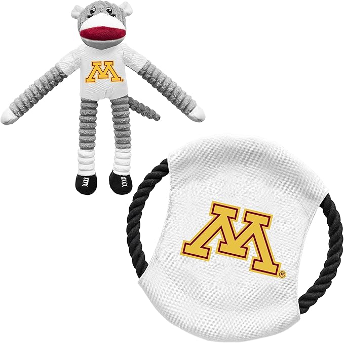 Littlearth NCAA Unisex NCAA Sock Monkey and Flying Disc Pet Toy Combo Set