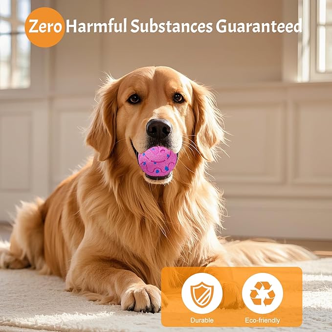 Dog Balls: Interactive Dog Ball, Self-Moving Dog Toy with Auto-Rolling & Bouncing, E-TPU Material, IP54 Waterproof, Motion-Activated (Pink, Large)