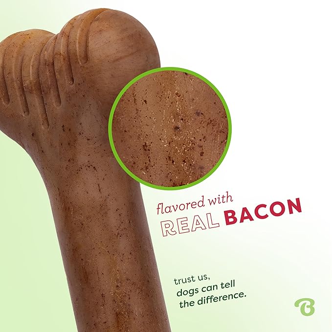 Benebone Bone Durable Dog Chew Toy for Aggressive Chewers, Real Bacon, Made in USA, Giant