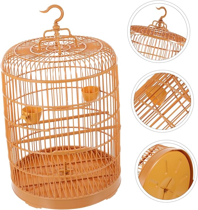 VANZACK Plastic Hanging Bird Cage Round Shape Durable Small Animal Cage Decor for Parrots and Parakeets Door Stylish Design Suitable for Pet Birds and Gifts