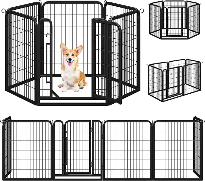 Topeakmart Dog Playpen Outdoor Puppy Exercise Pen Indoor Portable Pet Fence for Yard/RV Camping, 32 Inch 6 Panels