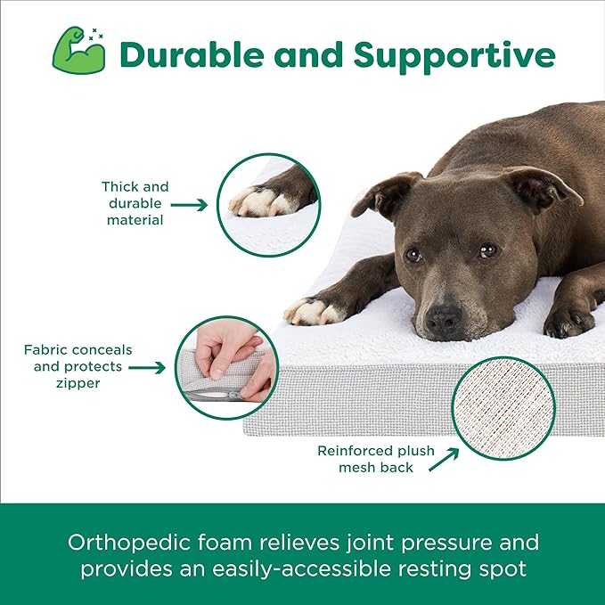 Furhaven Orthopedic Dog Bed – Classic Cushion with Plush Tufted Top, Supportive Foam Mattress, Removable Washable Cover, Joint Relief - Gray, Large