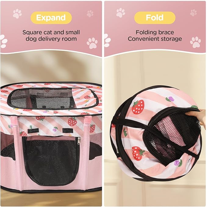 Foldable Pet Playpen, Portable Dog Cat Kennel Cage, Indoor/Outdoor Pop up Pet Tent Fence, Rectangle Delivery Room Pets Tent for Puppy Dog Kitten Cat