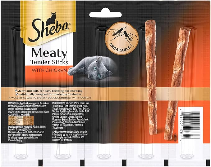 (5 Packs) Meaty Tender Sticks with Chicken Cat Treats - 0.7 Ounces (5 Treats), Made with No Corn, Wheat, Soy and No Artificial Flavors